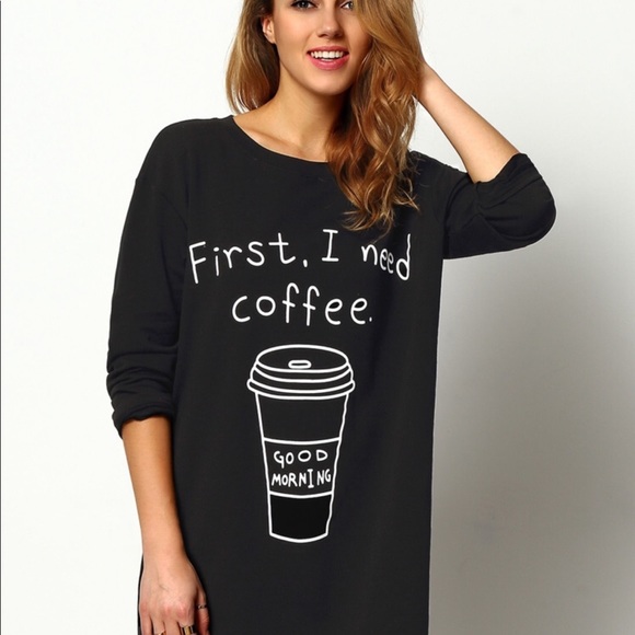 Lana.Jo Tops - “First I Need Coffee” Tunic